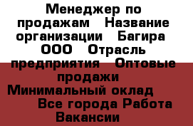 Менеджер по продажам › Название организации ­ Багира, ООО › Отрасль предприятия ­ Оптовые продажи › Минимальный оклад ­ 40 000 - Все города Работа » Вакансии   